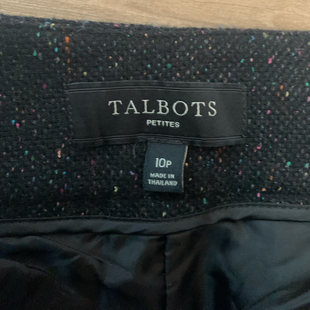 Talbots Heritage black wool blend pants with colorful specks size 10 petite